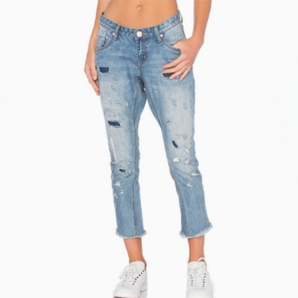 New One Teaspoon Distressed Lonely Boy Cropped Jeans - Picture 1 of 10